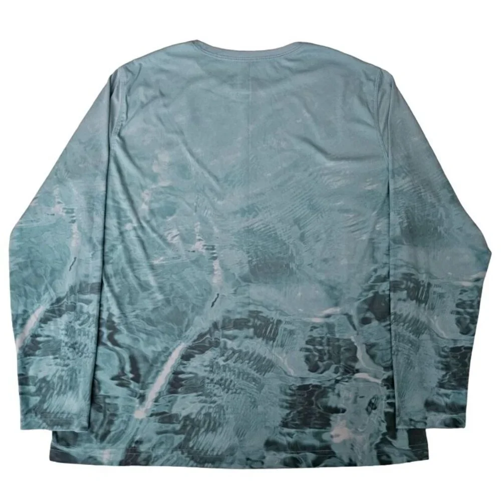 Reel Life Men's Teal Water Print Pattern Long Sleeve Pullover Shirt‎ Size M/M - Picture 3 of 12